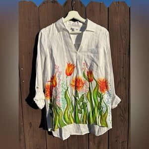 Floral Cotton Top Longsleeve Tunic